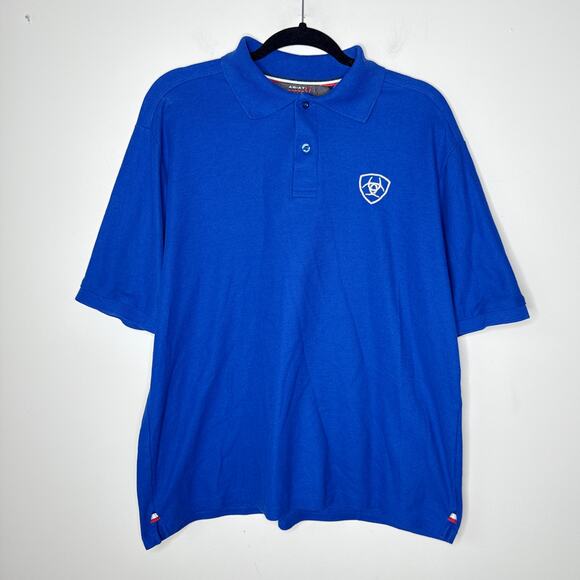 Ariat FR Men's Bright Blue XL Polo Shirt Flame‎ Resistant Work Shirt Swiss Sport - Picture 1 of 6